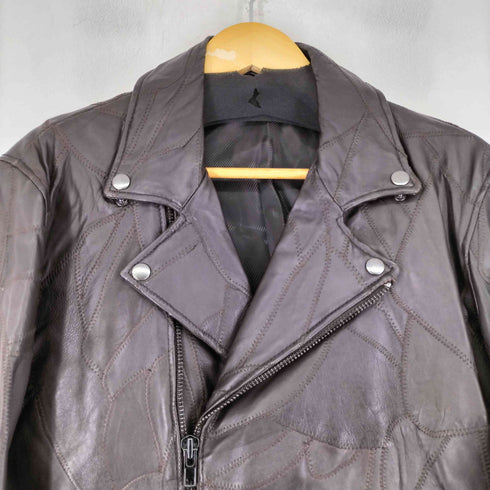 ALL THE WAY 羊革ランダムステッチデザインダブルライダースジャケット メンズ JPN:XL