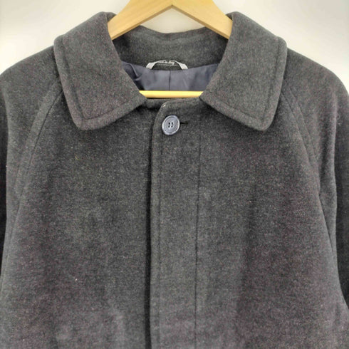 papas&Lanificio イタリア製 Bottoli社製 カシミヤ混 ウール 比翼ボタン ステンカラー コート メンズ