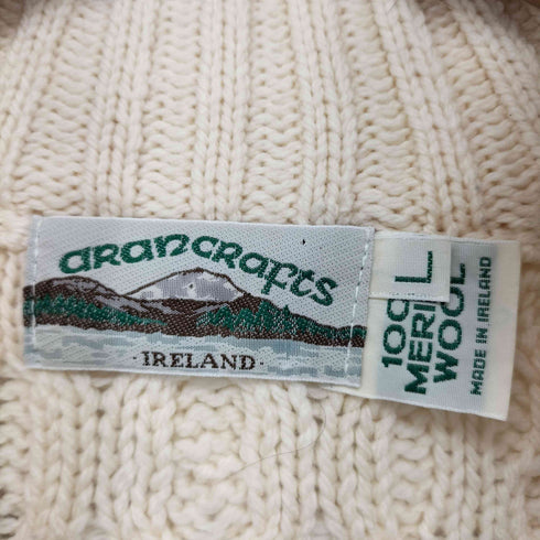 アランクラフト aran crafts 90s アイルランド製 ハーフジップ ケーブル編み アランニット メンズ import:L