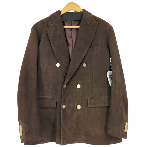 SARTORIA DEL G. 羊革スエードレザーダブルブレストテーラードジャケット メンズ 48