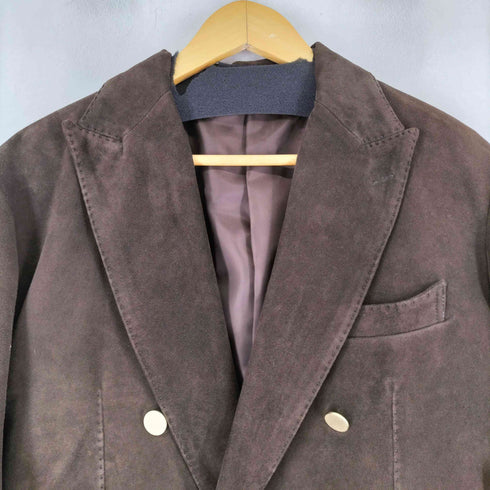 SARTORIA DEL G. 羊革スエードレザーダブルブレストテーラードジャケット メンズ 48