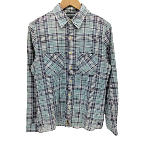 ポロジーンズカンパニーラルフローレン POLO JEANS COMPANY RALPH LAUREN 00S フィリピン製 SLIM FIT コットン チェック L/S シャツ ネコ目ボタン メンズ import:M