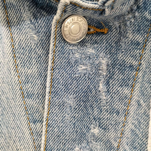 ザラ ZARA ラッシュ加工 パッチワークダメージデニム メンズ import:M
