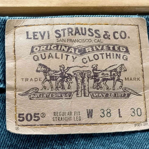 リーバイス Levis 90S 505 ボタン裏 411M 刻印 オレンジタブ 先染め ジップフライ ブラック デニム パンツ 1997年製 メンズ W38 L30