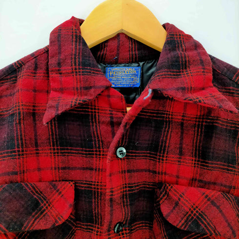 ペンドルトン PENDLETON 70S USA製 PURE VIRGIN WOOL バージンウール チェックシャツ ボードシャツ フラップポケット 開襟 オープンカラー メンズ import:M