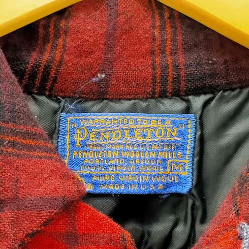 ペンドルトン PENDLETON 70S USA製 PURE VIRGIN WOOL バージンウール チェックシャツ ボードシャツ フラップポケット 開襟 オープンカラー メンズ import:M