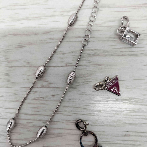 ゲス GUESS 925 STERLING SILVER マルチチャーム ブレスレット レディース FREE