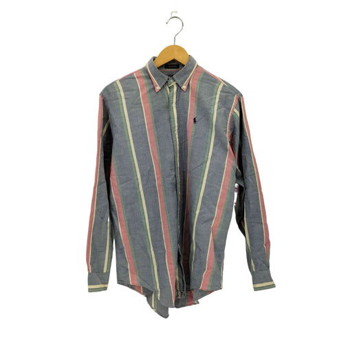 ポロバイラルフローレン Polo by RALPH LAUREN 80s 緑タグ USA製 ポニー刺繍 マルチストライプ ボタンダウンシャツ メンズ KIDS:XL