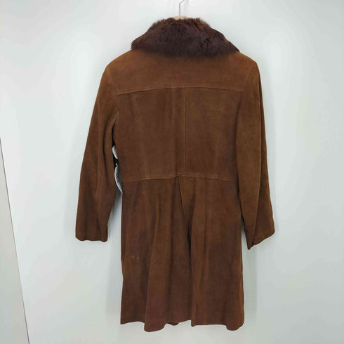 襟ファー スエード レザーコート レディース