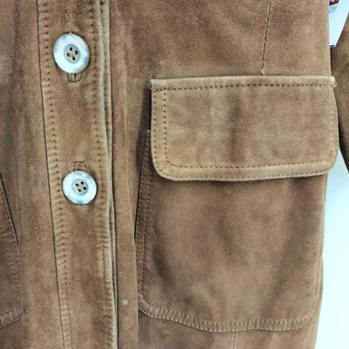 襟ファー スエード レザーコート レディース