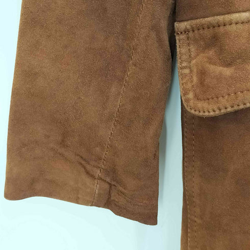 襟ファー スエード レザーコート レディース