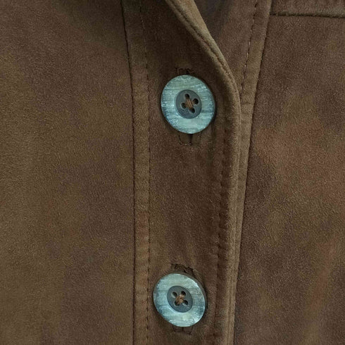 襟ファー スエード レザーコート レディース