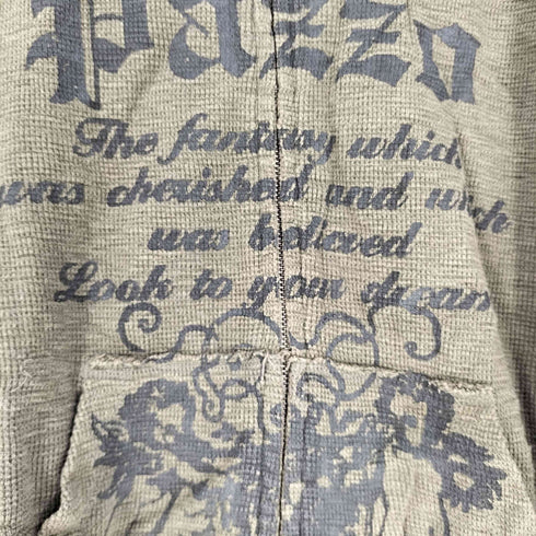パッゾデニムストアー PAZZO DENIM STORE Y2K ロゴ サーマル地 ジップアップパーカー メンズ import:L