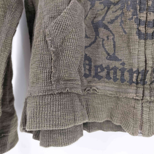 パッゾデニムストアー PAZZO DENIM STORE Y2K ロゴ サーマル地 ジップアップパーカー メンズ import:L