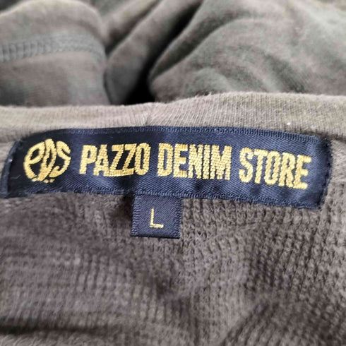パッゾデニムストアー PAZZO DENIM STORE Y2K ロゴ サーマル地 ジップアップパーカー メンズ import:L