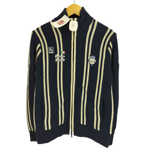 ビームス BEAMS GOLF ストライプ ワッペン刺繍 ニットジャケット メンズ JPN:S