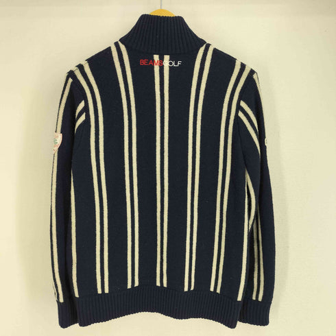 ビームス BEAMS GOLF ストライプ ワッペン刺繍 ニットジャケット メンズ JPN:S