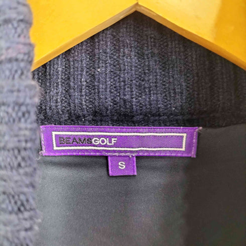 ビームス BEAMS GOLF ストライプ ワッペン刺繍 ニットジャケット メンズ JPN:S