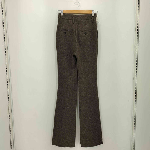 サンローランパリ SAINT LAURENT PARIS イタリア製 ウール ヘリンボーン ハイウエスト フレア スラックスパンツ レディース F34