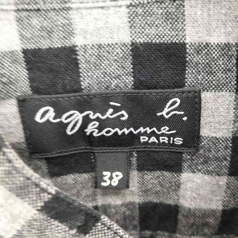 アニエスベーオム Agnes b.homme バンドカラーチェックシャツ メンズ US:38