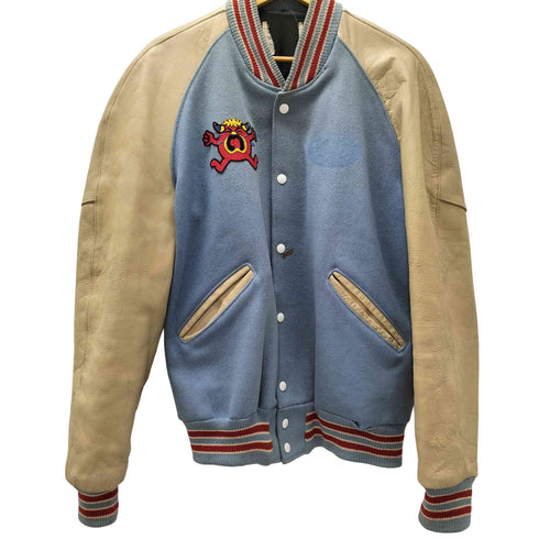 ロゴ ワッペン アームレザー ウール スタジアム ジャケット スタジャン メンズ US:42