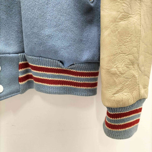 ロゴ ワッペン アームレザー ウール スタジアム ジャケット スタジャン メンズ US:42