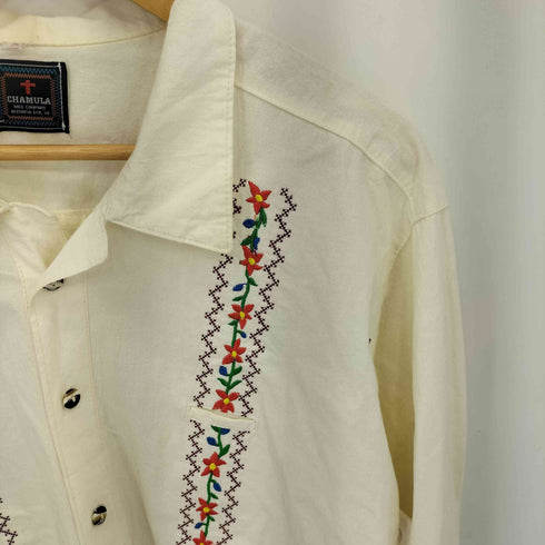 CHAMULA メキシコ製 花柄刺繍 開襟シャツ メンズ