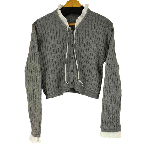 ALLISON BROWN 襟フリルニットカーディガン レディース FREE