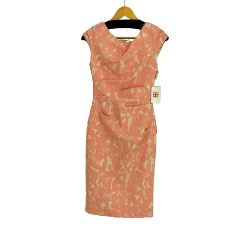 W キャップスリーブ ショート フローラル メタリック ジャカード ドレス レディース US:0-2