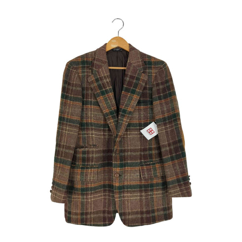 ポロバイラルフローレン Polo by RALPH LAUREN 70S~80S 大文字タグ 日本製 エルボーパッチ チェック テーラードジャケット メンズ M-L