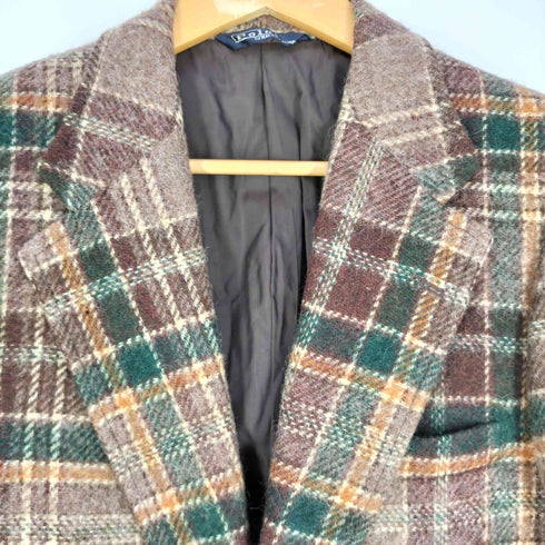 ポロバイラルフローレン Polo by RALPH LAUREN 70S~80S 大文字タグ 日本製 エルボーパッチ チェック テーラードジャケット メンズ M-L