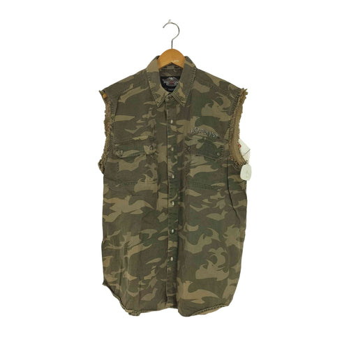 ハーレーダビッドソン HARLEY-DAVIDSON カットオフ カモ ノースリーブシャツ メンズ import:L