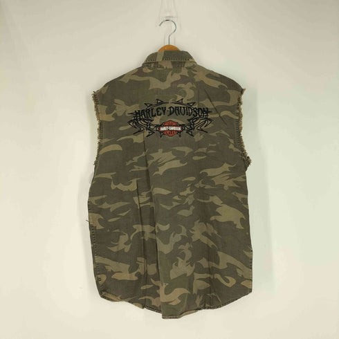 ハーレーダビッドソン HARLEY-DAVIDSON カットオフ カモ ノースリーブシャツ メンズ import:L