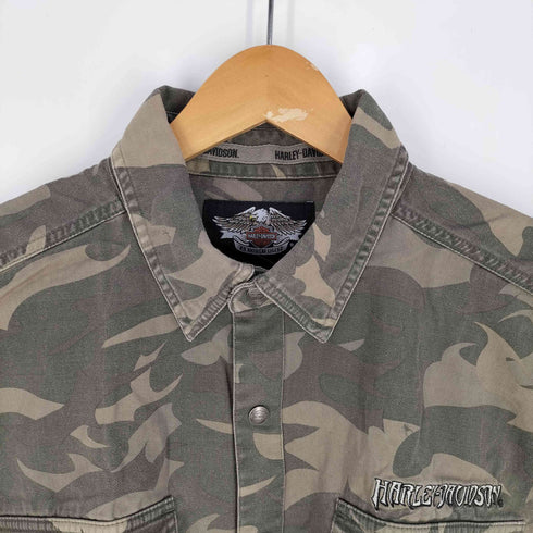 ハーレーダビッドソン HARLEY-DAVIDSON カットオフ カモ ノースリーブシャツ メンズ import:L