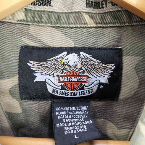 ハーレーダビッドソン HARLEY-DAVIDSON カットオフ カモ ノースリーブシャツ メンズ import:L