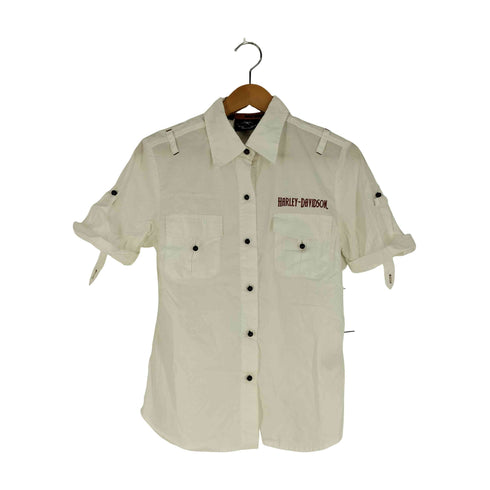 ハーレーダビッドソン HARLEY-DAVIDSON ロゴ刺繍 半袖 コットンシャツ レディース import:M