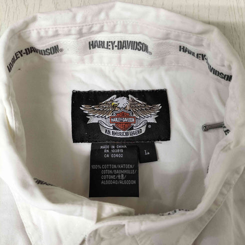 ハーレーダビッドソン HARLEY-DAVIDSON フロント刺繍 コットン半袖シャツ メンズ import:L