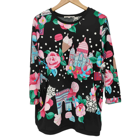 レオナールスポーツ LEONARD SPORT クリスマス柄 水玉 ドット 花柄 フラワー 長袖 Tシャツ カットソー ロンT レディース JPN:44