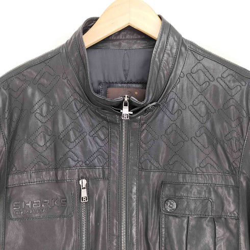 SHARKS International シープレザー シングルライダースジャケット メンズ XXXL