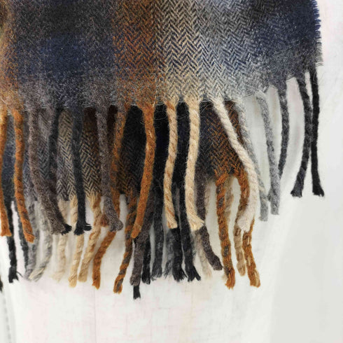 ヴィヴィアンウエストウッド Vivienne Westwood イタリア製 ウール アクリル オンブレチェック フリンジマフラー メンズ