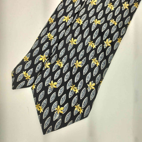 ランバン LANVIN フランス製 SILK リーフデザイン シルクネクタイ メンズ