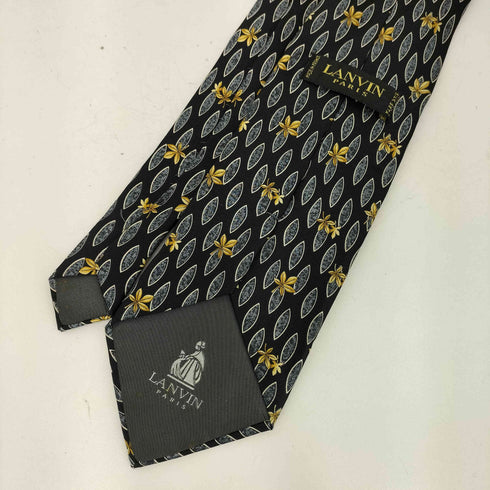 ランバン LANVIN フランス製 SILK リーフデザイン シルクネクタイ メンズ
