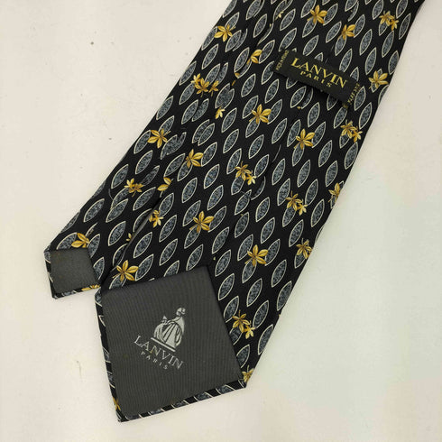 ランバン LANVIN フランス製 SILK リーフデザイン シルクネクタイ メンズ
