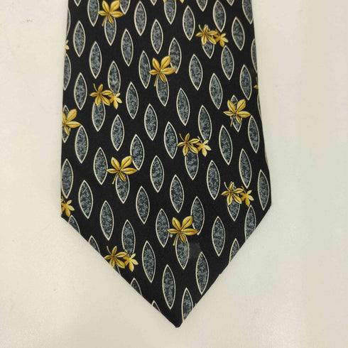 ランバン LANVIN フランス製 SILK リーフデザイン シルクネクタイ メンズ