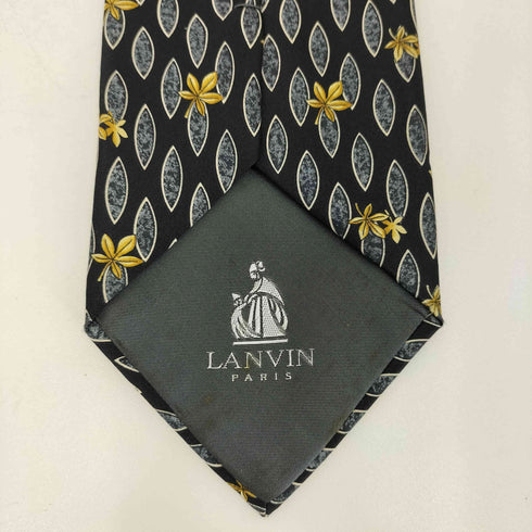 ランバン LANVIN フランス製 SILK リーフデザイン シルクネクタイ メンズ