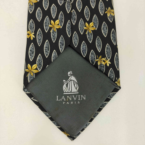 ランバン LANVIN フランス製 SILK リーフデザイン シルクネクタイ メンズ