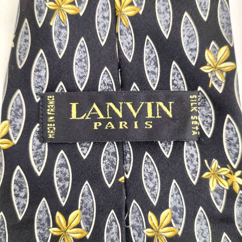 ランバン LANVIN フランス製 SILK リーフデザイン シルクネクタイ メンズ