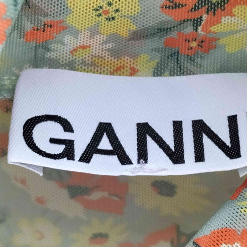 ガニー Ganni 23SS Printed Mesh Long Sleeve Fitted Ro 花柄 シアー タートルネック レディース 36