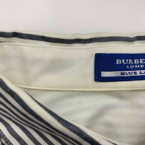 バーバリーブルーレーベル BURBERRY BLUE LABEL ロゴ刺繍 ストライプ フリル 七分袖 ブラウス レディース 36