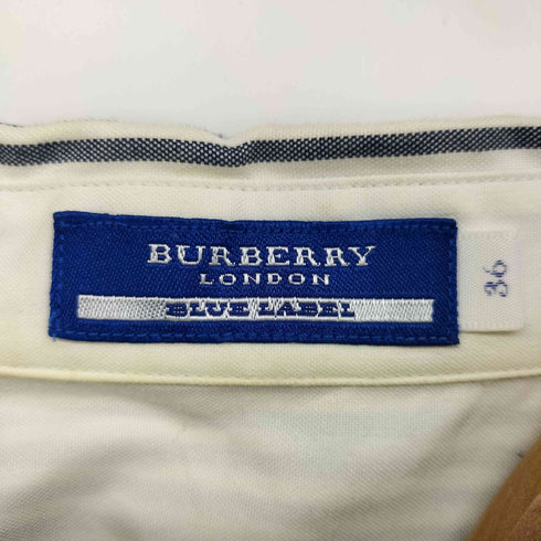 バーバリーブルーレーベル BURBERRY BLUE LABEL ロゴ刺繍 ストライプ フリル 七分袖 ブラウス レディース 36